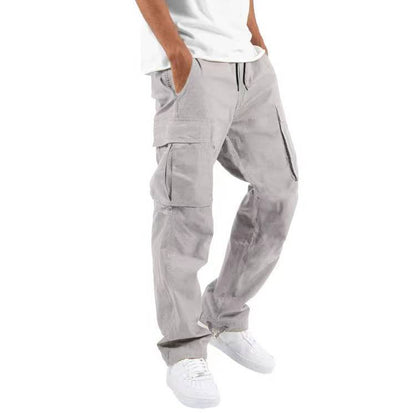 Men's Casual Cargo Pants with Multi Pockets | Relaxed Fit Drawstring Trousers