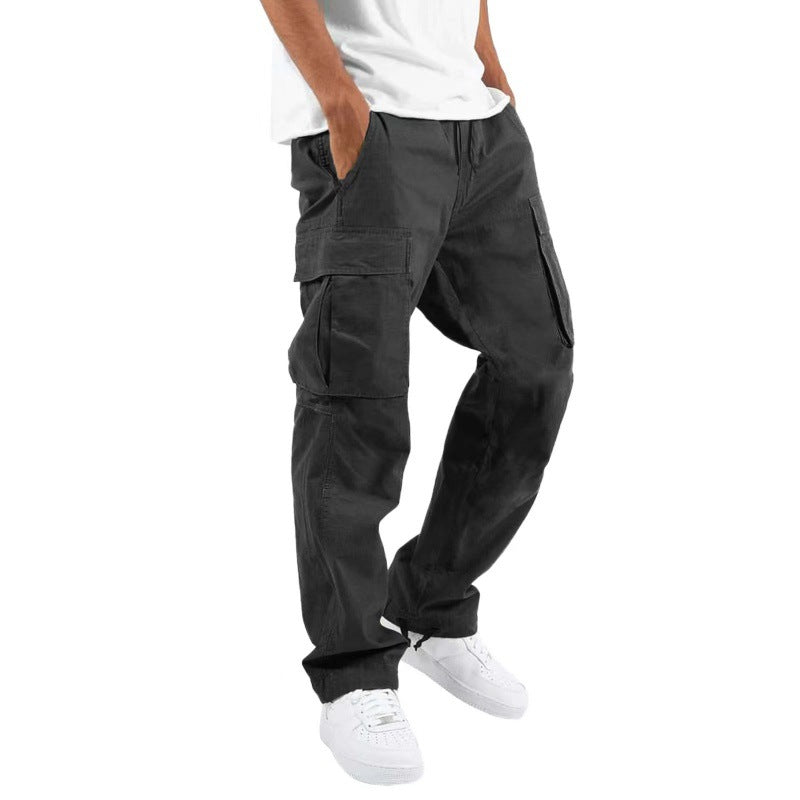 Men's Casual Cargo Pants with Multi Pockets | Relaxed Fit Drawstring Trousers