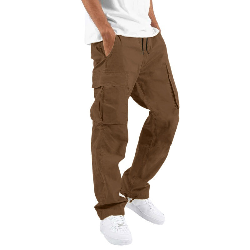 Men's Casual Cargo Pants with Multi Pockets | Relaxed Fit Drawstring Trousers