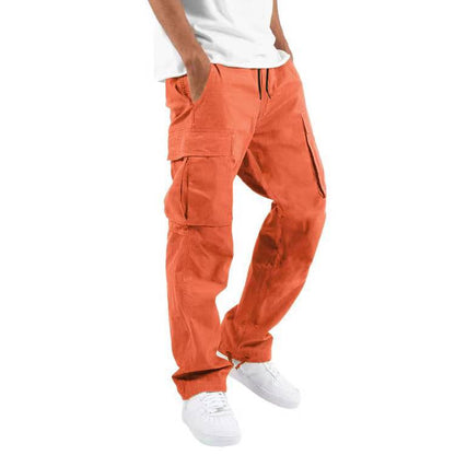 Men's Casual Cargo Pants with Multi Pockets | Relaxed Fit Drawstring Trousers