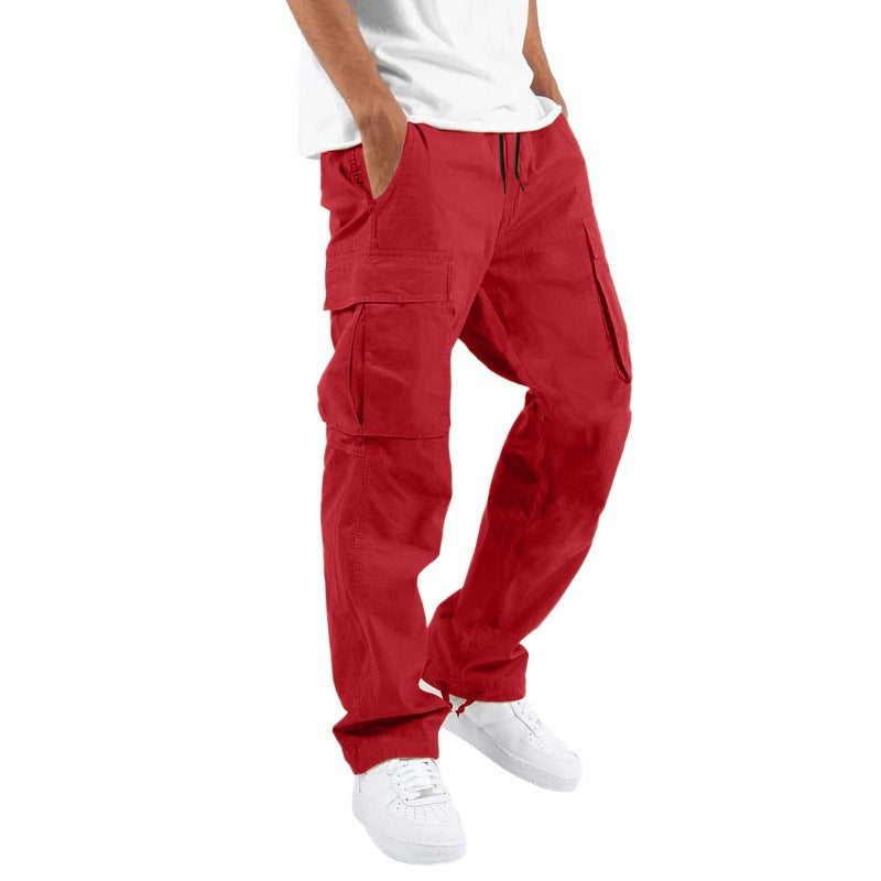 Men's Casual Cargo Pants with Multi Pockets | Relaxed Fit Drawstring Trousers