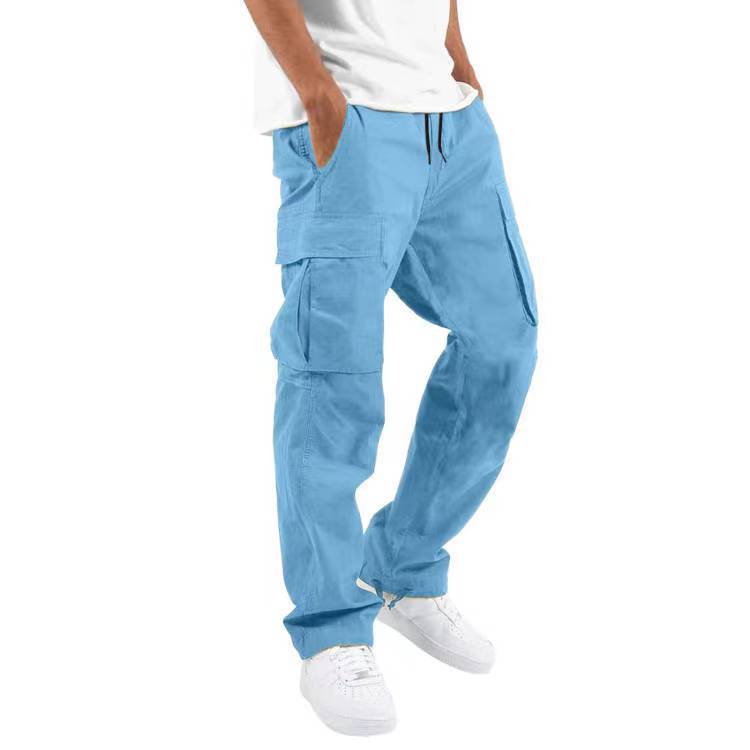 Men's Casual Cargo Pants with Multi Pockets | Relaxed Fit Drawstring Trousers