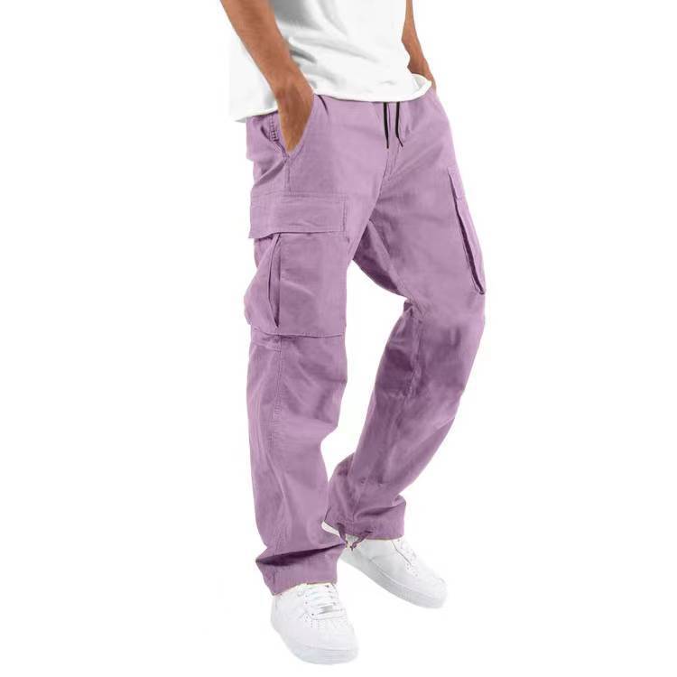 Men's Casual Cargo Pants with Multi Pockets | Relaxed Fit Drawstring Trousers