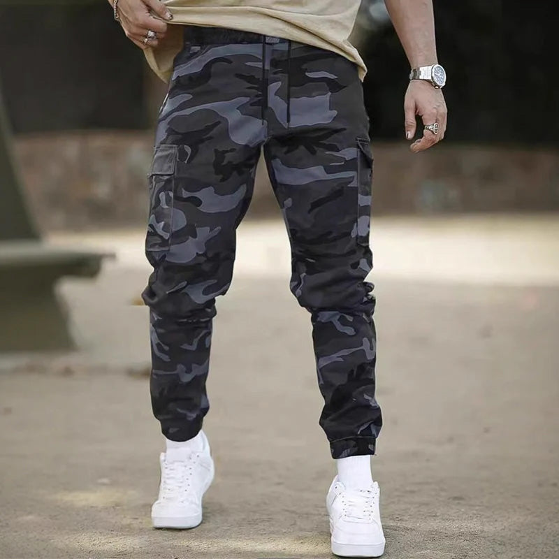 Men's Camo Cargo Joggers, Loose Fit Multi-Pocket Casual Street Pants