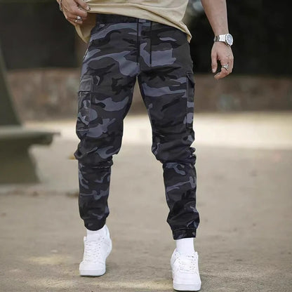 Men's Camo Cargo Joggers, Loose Fit Multi-Pocket Casual Street Pants