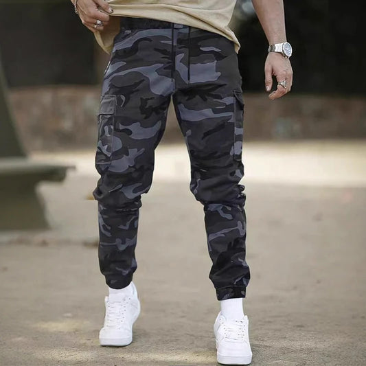 Men's Camo Cargo Joggers, Loose Fit Multi-Pocket Casual Street Pants