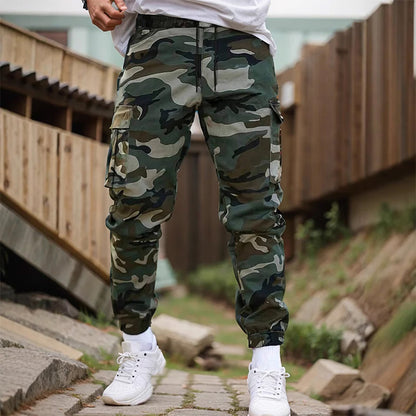Men's Camo Cargo Joggers, Loose Fit Multi-Pocket Casual Street Pants