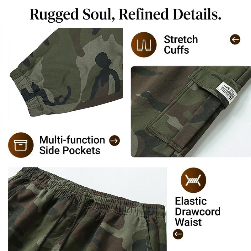 Men's Camo Cargo Joggers, Loose Fit Multi-Pocket Casual Street Pants