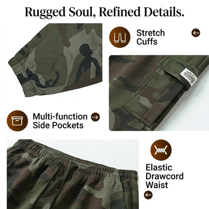 Men's Camo Cargo Joggers, Loose Fit Multi-Pocket Casual Street Pants