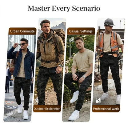 Men's Camo Cargo Joggers, Loose Fit Multi-Pocket Casual Street Pants