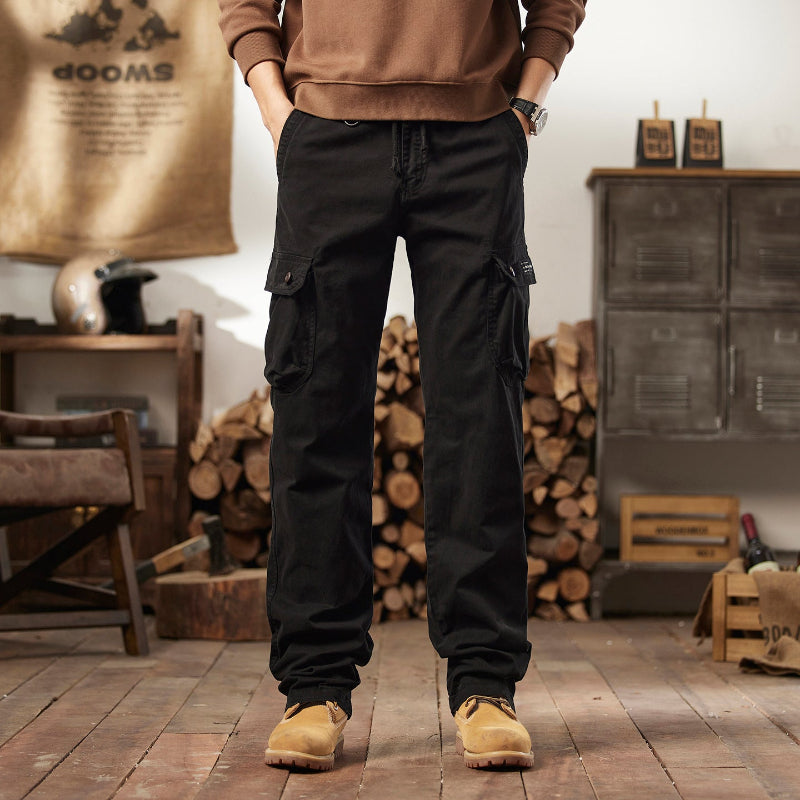 Men's American Vintage Work Pants | Straight Leg, Mid-Rise, Multi-Pocket Cotton Blend