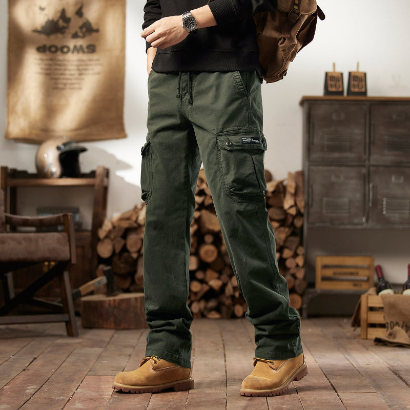Men's American Vintage Work Pants | Straight Leg, Mid-Rise, Multi-Pocket Cotton Blend