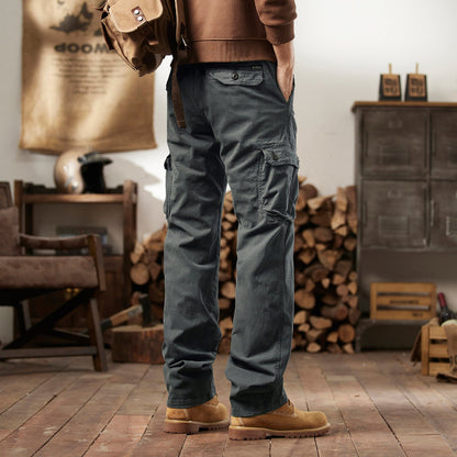 Men's American Vintage Work Pants | Straight Leg, Mid-Rise, Multi-Pocket Cotton Blend