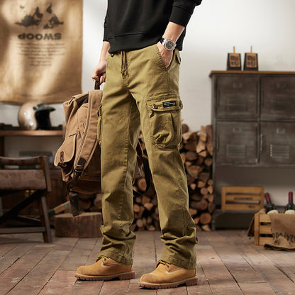 Men's American Vintage Work Pants | Straight Leg, Mid-Rise, Multi-Pocket Cotton Blend