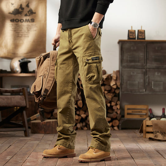 Men's American Vintage Work Pants | Straight Leg, Mid-Rise, Multi-Pocket Cotton Blend