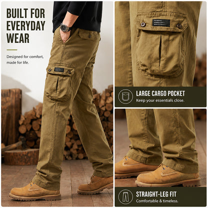 Men's American Vintage Work Pants | Straight Leg, Mid-Rise, Multi-Pocket Cotton Blend