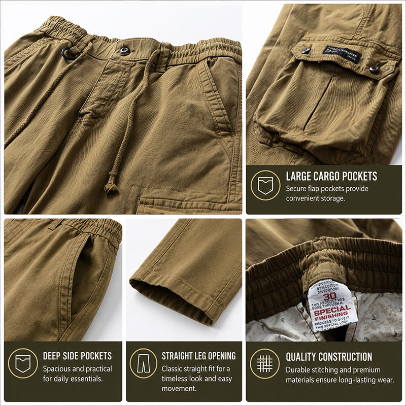 Men's American Vintage Work Pants | Straight Leg, Mid-Rise, Multi-Pocket Cotton Blend