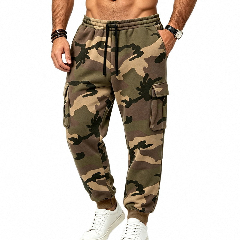Men's Fleece-Lined Camo Cargo Joggers