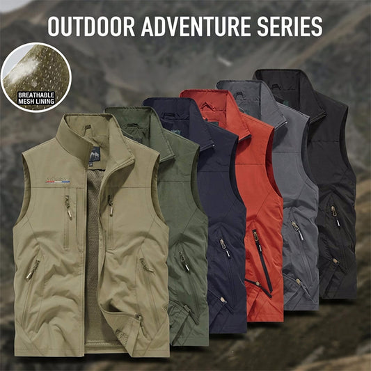 Men's Full Zip Sleeveless Quick Dry Vest, Multi Pockets Outdoor Fishing Golf Vest