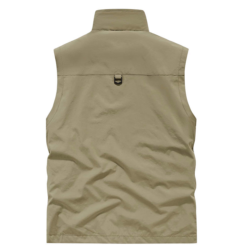 Men's Full Zip Sleeveless Quick Dry Vest, Multi Pockets Outdoor Fishing Golf Vest