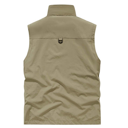Men's Full Zip Sleeveless Quick Dry Vest, Multi Pockets Outdoor Fishing Golf Vest