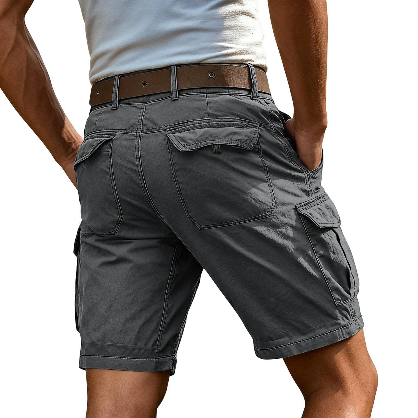 Men's Fashion High Waisted Workwear Shorts Summer Casual Sport Multi-Pocket