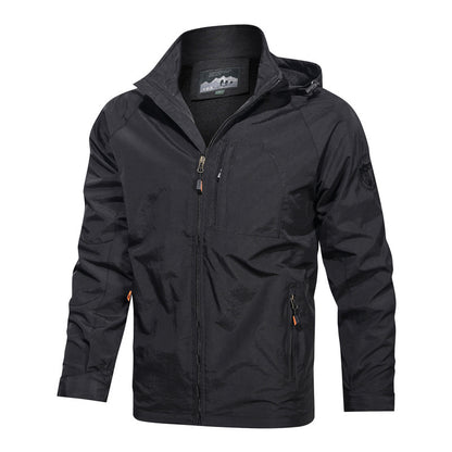 Men's Lightweight Water-Resistant Windbreaker Jacket with Detachable Hood