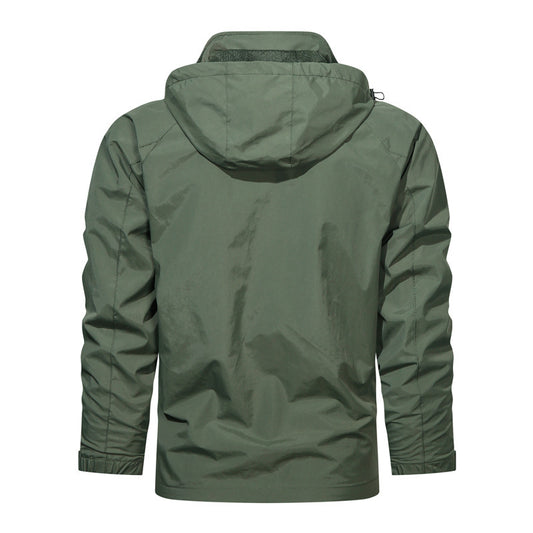 Men's Lightweight Water-Resistant Windbreaker Jacket with Detachable Hood