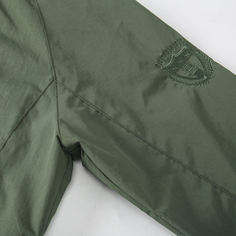 Men's Lightweight Water-Resistant Windbreaker Jacket with Detachable Hood