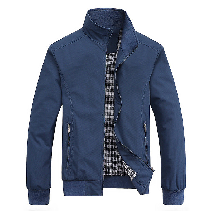 Men's Lightweight Casual Bomber Jacket with Stand Collar