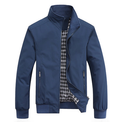 Men's Lightweight Casual Bomber Jacket with Stand Collar