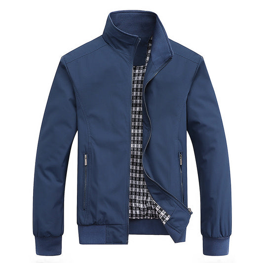 Men's Lightweight Casual Bomber Jacket with Stand Collar