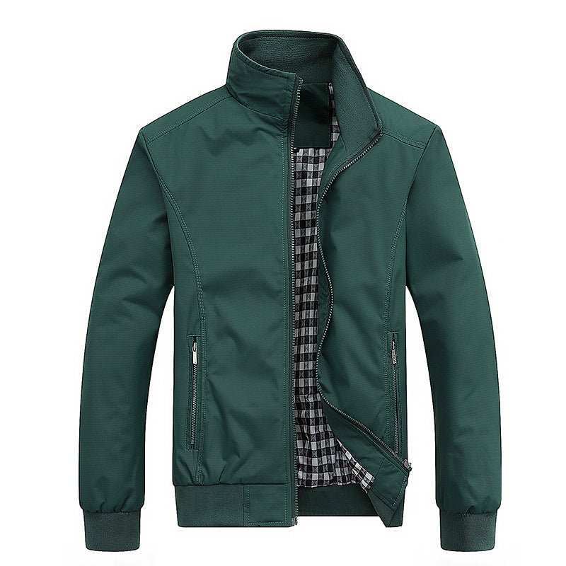 Men's Lightweight Casual Bomber Jacket with Stand Collar