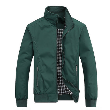 Men's Lightweight Casual Bomber Jacket with Stand Collar