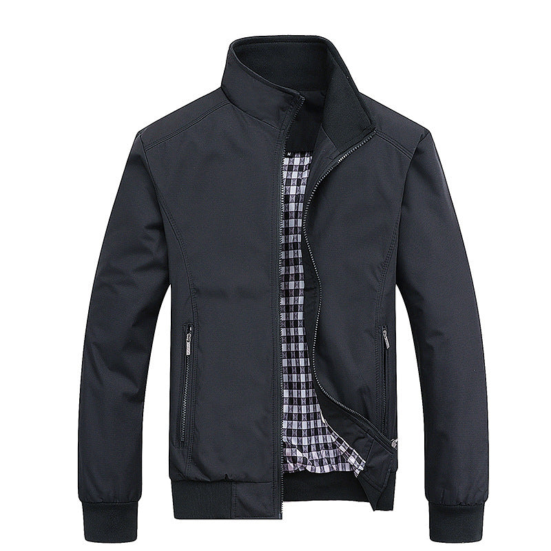 Men's Lightweight Casual Bomber Jacket with Stand Collar