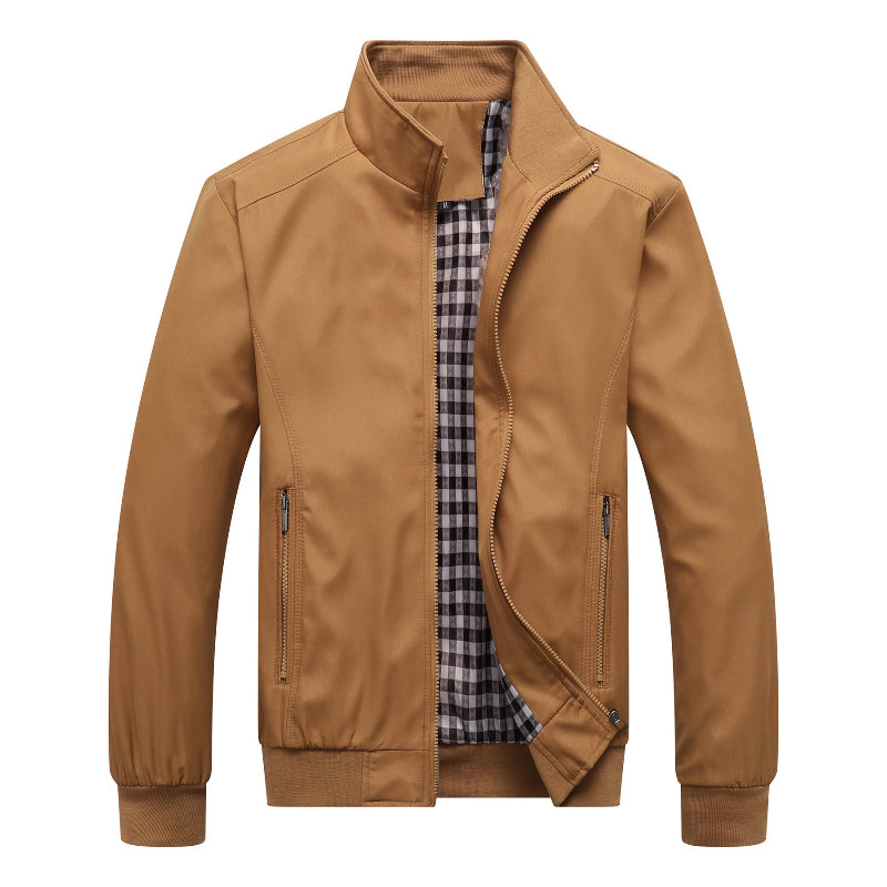 Men's Lightweight Casual Bomber Jacket with Stand Collar