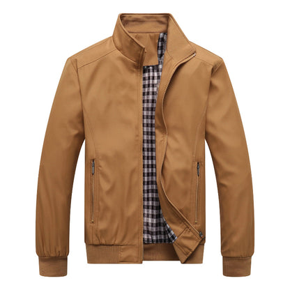 Men's Lightweight Casual Bomber Jacket with Stand Collar