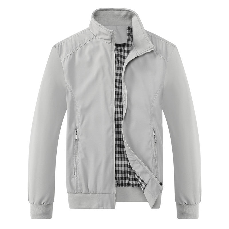 Men's Lightweight Casual Bomber Jacket with Stand Collar