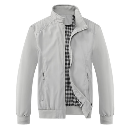 Men's Lightweight Casual Bomber Jacket with Stand Collar