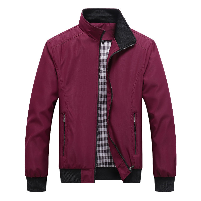 Men's Lightweight Casual Bomber Jacket with Stand Collar