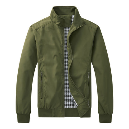 Men's Lightweight Casual Bomber Jacket with Stand Collar