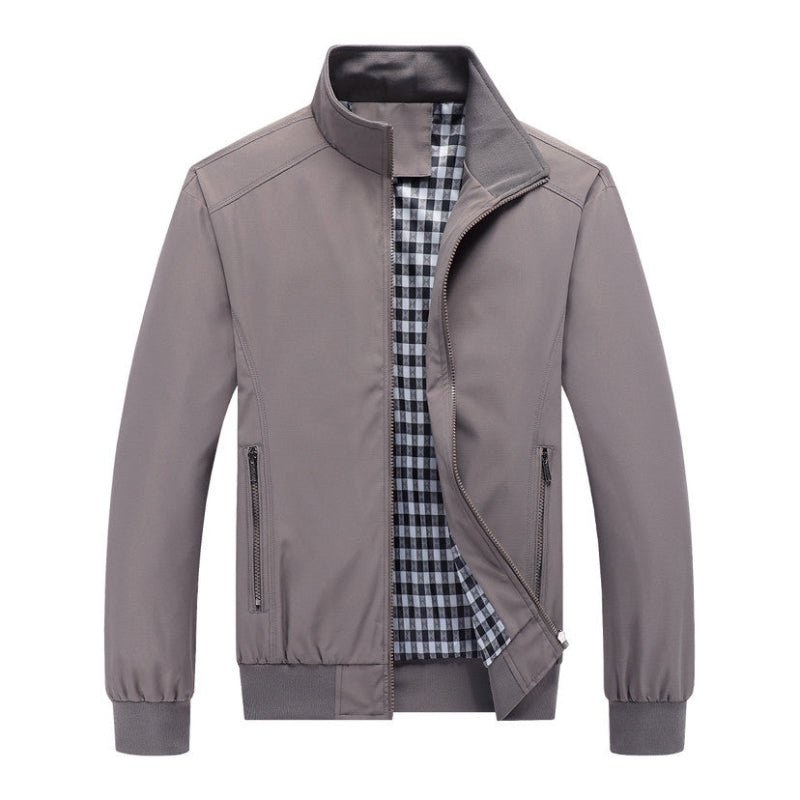 Men's Lightweight Casual Bomber Jacket with Stand Collar