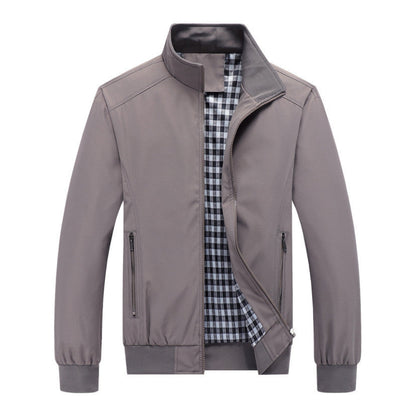 Men's Lightweight Casual Bomber Jacket with Stand Collar