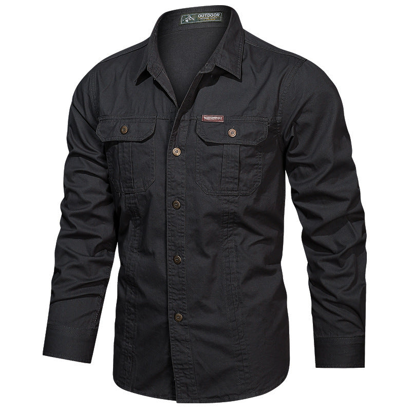 Men's Cotton Multi-Pocket Utility Shirt | Casual Long Sleeve Button-Up Overshirt