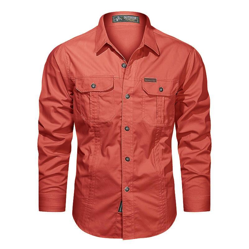 Men's Cotton Multi-Pocket Utility Shirt | Casual Long Sleeve Button-Up Overshirt