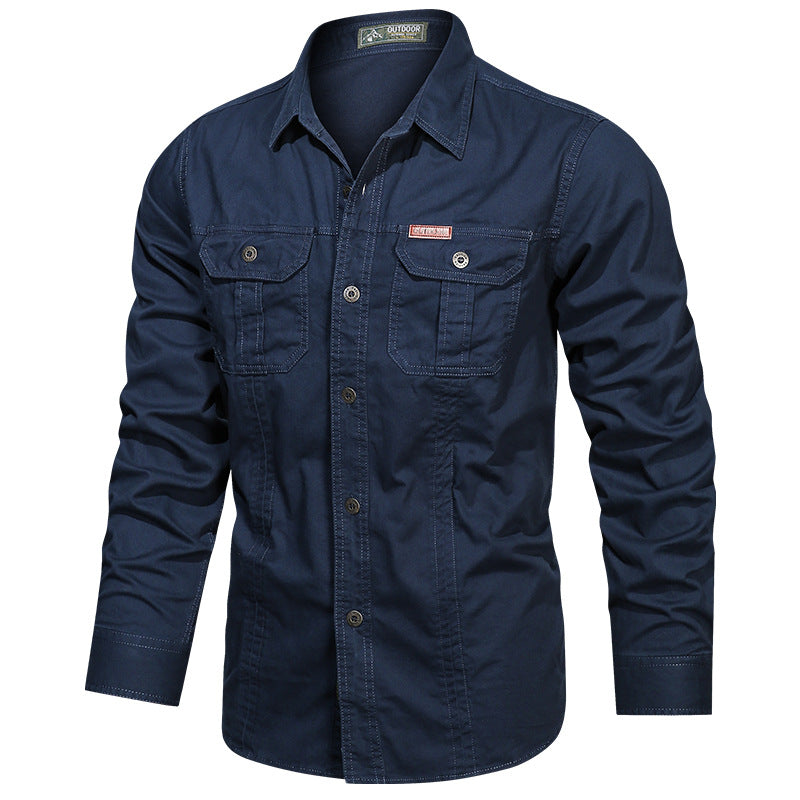 Men's Cotton Multi-Pocket Utility Shirt | Casual Long Sleeve Button-Up Overshirt