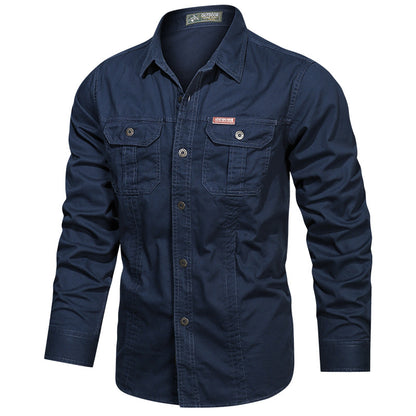 Men's Cotton Multi-Pocket Utility Shirt | Casual Long Sleeve Button-Up Overshirt