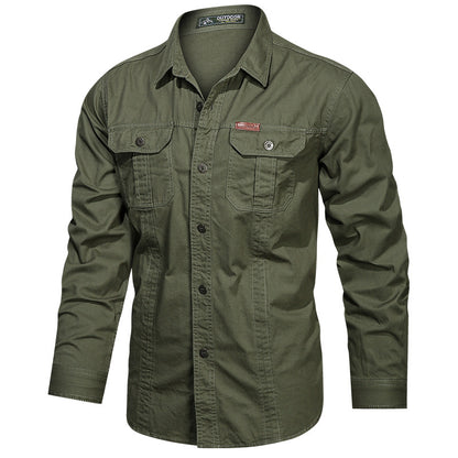 Men's Cotton Multi-Pocket Utility Shirt | Casual Long Sleeve Button-Up Overshirt