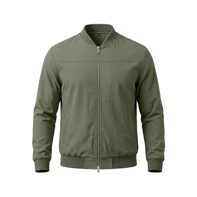 Men's Classic 100% Cotton Bomber Jacket – Lightweight Zip-Up Casual Flight Jacket