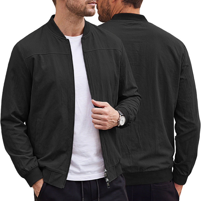 Men's Classic 100% Cotton Bomber Jacket – Lightweight Zip-Up Casual Flight Jacket
